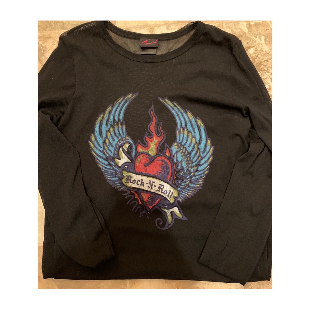 Torrid Rock -N- Roll long sleeve sheer top